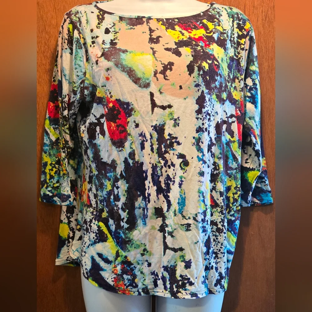 Peck & Peck Watercolor Abstract SUPER CUTE Women's Top SzPXL - Picture 2 of 6
